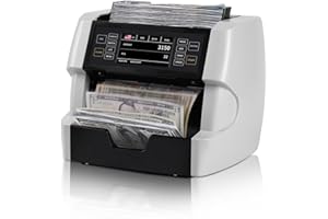 NUCOUN VC-3 Mixed Denomination Money Counter Machine, Value Counting, CIS/UV/IR/MG/MT Counterfeit Detection, USD/Euro/CAD/MXN, Printer Enable, White Cash Note Counter, Bill Counter for Business