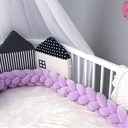 Trayosin Tour De Lit Bebe Coussin Serpent Tisse A La Main Noue En Peluche 4 Tressee Bebe Protection Chambre Decor Violet 2m Amazon Fr Bebes Puericulture