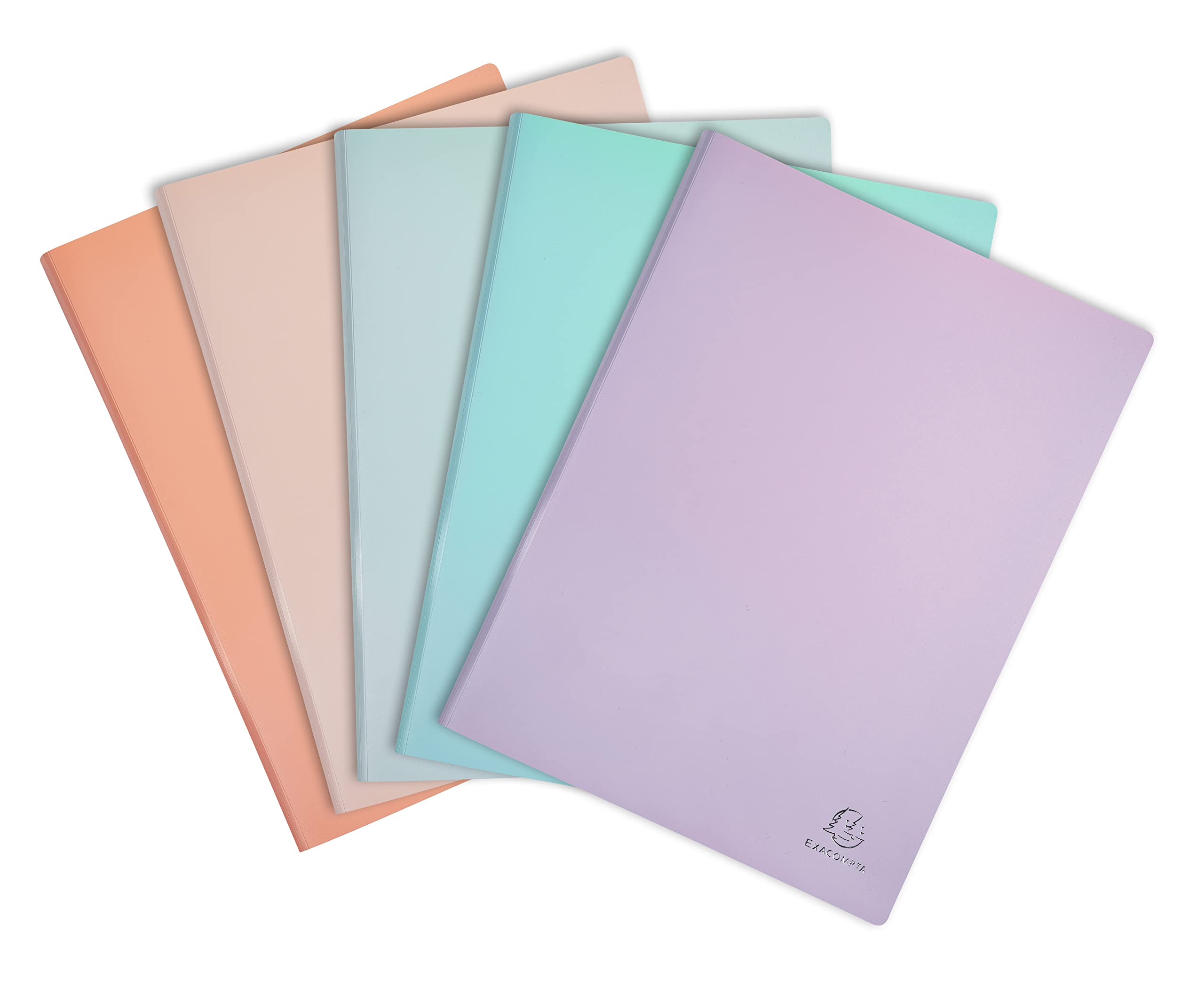 Exacompta - Ref 88660E - Aquarel Collection - Softcover A4 Display Books - 500 Micron Rigid Polypropylene, 60 Pockets, Assorted Pastel Colours - Pack of 8