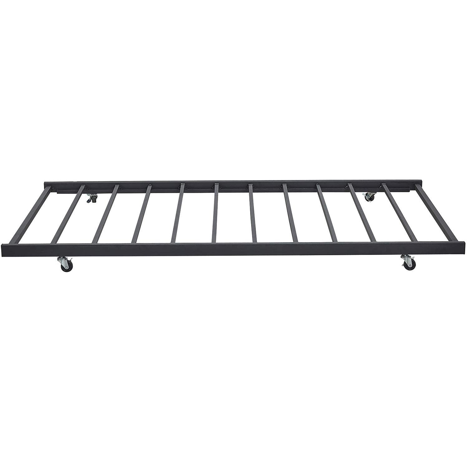 VECELO Twin Only/Roll Out Trundle Bed Frame/Enhanced Metal Slats Support, Black