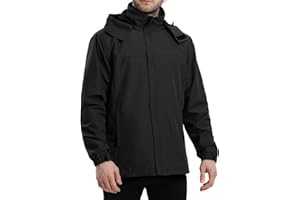 PYALT Men's Rain Jacket Waterproof Breathable Outdoor Jacket,Lightweight Leisure raincoat,Windbreaker with Hood raincoat