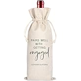 Engagement Wine Bag,Engagement Gifts for Couples,Engagement Gift,Personalized Engaged Wine Bag,Mr and Mrs Marriage Wedding Gifts,Wine Champagne Gift Bag,Getting Engaged (Beige-Engagement)
