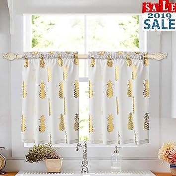 Oremila Tier Curtains For Kitchen Windows Pineapple Cafe Curtains