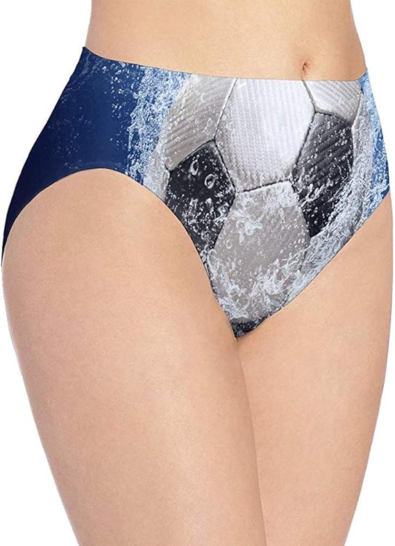 Womens Underwear Soccer Ball Stylish Printed Quick Dry Bikini Brief