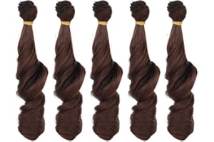 MUZIWIG 5.9 x 39.4 in, 5rolls Curly Heat Resistant Doll Hair Wefts for DIY 1/3 1/4 1/6 BJD SD Doll Wigs, rerooting Doll Hair 