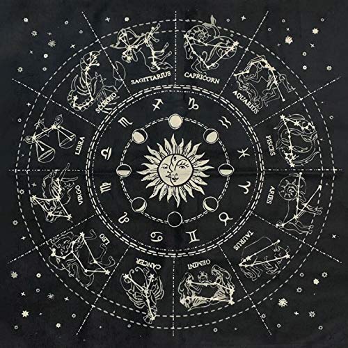 Hippolya Altar Tarot Card Cloth Washable Tablecloth 12 Constellations Astrology Tarot Divination Cards Table Cloth Tapestry (Micro-Fiber Peach 19.7x19.7in)