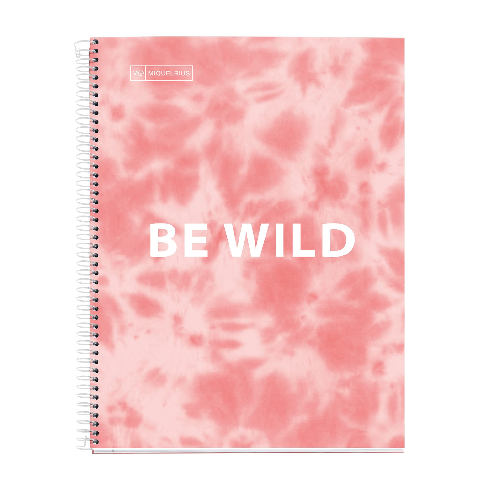 Miquelrius - Spiral notepad A5-120 sheets 90 g - grid 5 x 5 mm - 4 coloured stripes - laminated hard cover - Tie-dye lavender