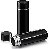 Vesici Mini Water Bottles 4.4 oz Cute Small Insulated Stainless Steel Purse Water Bottles Pocket Slim Flask Keeps Drink Cold and Hot for Women Lunch Bag Coffee(Black,2 Pack)