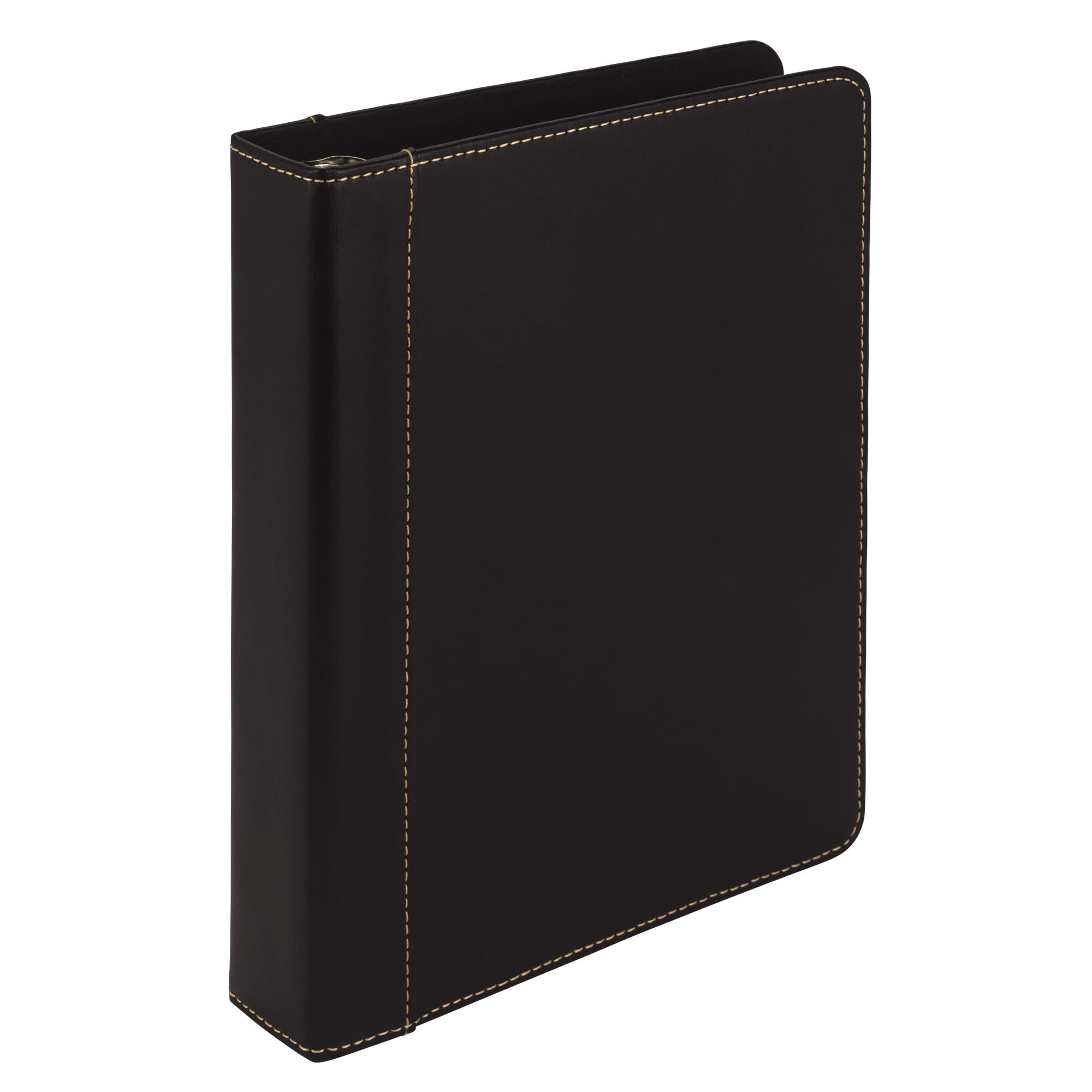 Samsill 1 Inch Mini 3 Ring Binder, Junior Planner Binder - Size 7.5" x 9.1" Fits 8.5" x 5.5" Paper and Sheet Protectors, Hardback Notebook and Organizer Binder, Black