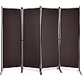 Giantex Room Divider, 4 Panel Room Dividers and Folding Privacy Screens, Divider for Room Partition Separation, Room Separators Divider Wall, 5.6 Ft Foldable Room Divider Screen, Brown