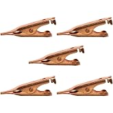 MEETOOT 10pcs 27mm Solid Copper Smooth Toothless Flat Alligator Clip Small Power Supply Charging Clamp Test Clamp