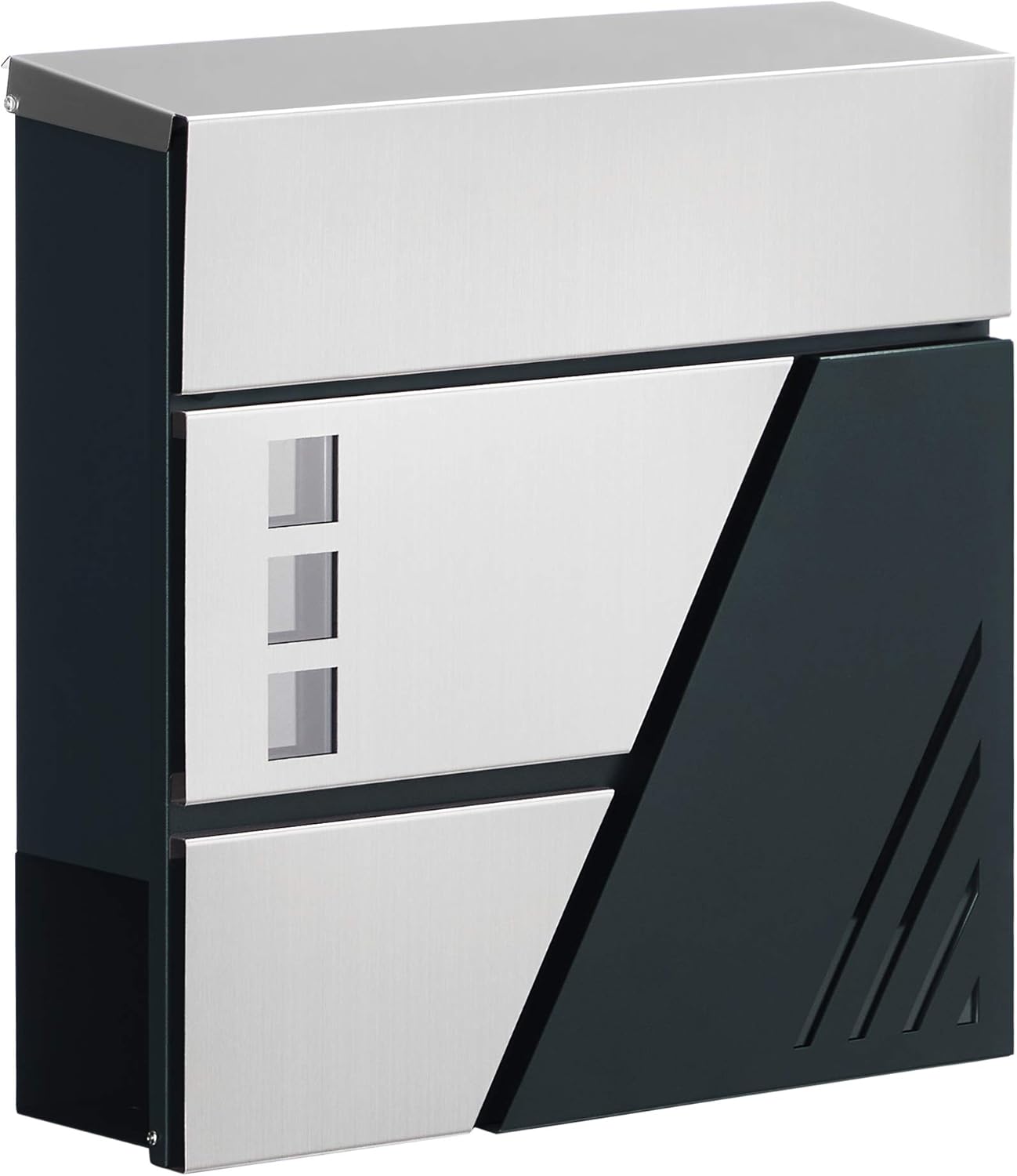 SONGMICS GMB053G01 Wall Mounted Letter Box with Viewing Windows, Stainless Steel, for Gate Front Door, with Lock and Keys