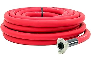 HYDRAULAX Jackhammer Air Hose - Rubber Pneumatic Hose Assembly for Jack Hammers & Air Tools with 3/4" Universal Chicago Couplings For Air Compressors (50ft, Red)