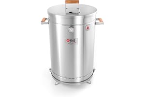 INGRILL Basik Stainless Steel Barrel: Cook, Bake, Smoke - Holds 25 lbs, Includes Grill, Hooks, Thermometer