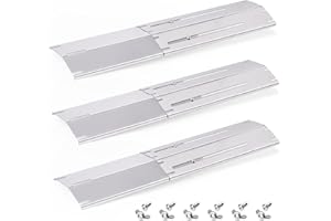 HIORUCET Adjustable Universal Grill Heat Plates for Nexgrill, Dyna Glo, Charbroil, Brinkmann Grill Replacement Parts, Stainless Steel Heat Shield Tent, Burner Covers Guard, Heat Diffuser, Flame Tamer 3 Pack.