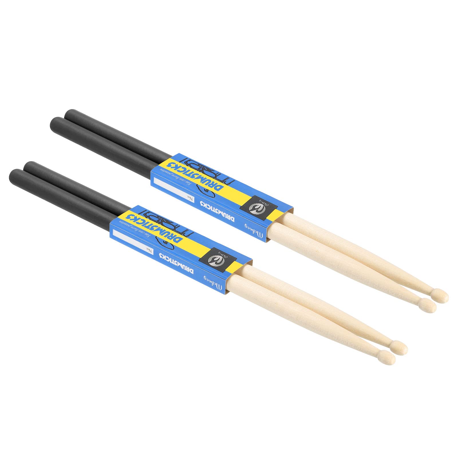 PATIKIL Maple Wood Drumstick Anti Slip Handle Grips Drum Stick Wrap 5A Black 2 Pair for Drumming Musical Instrument Percussion