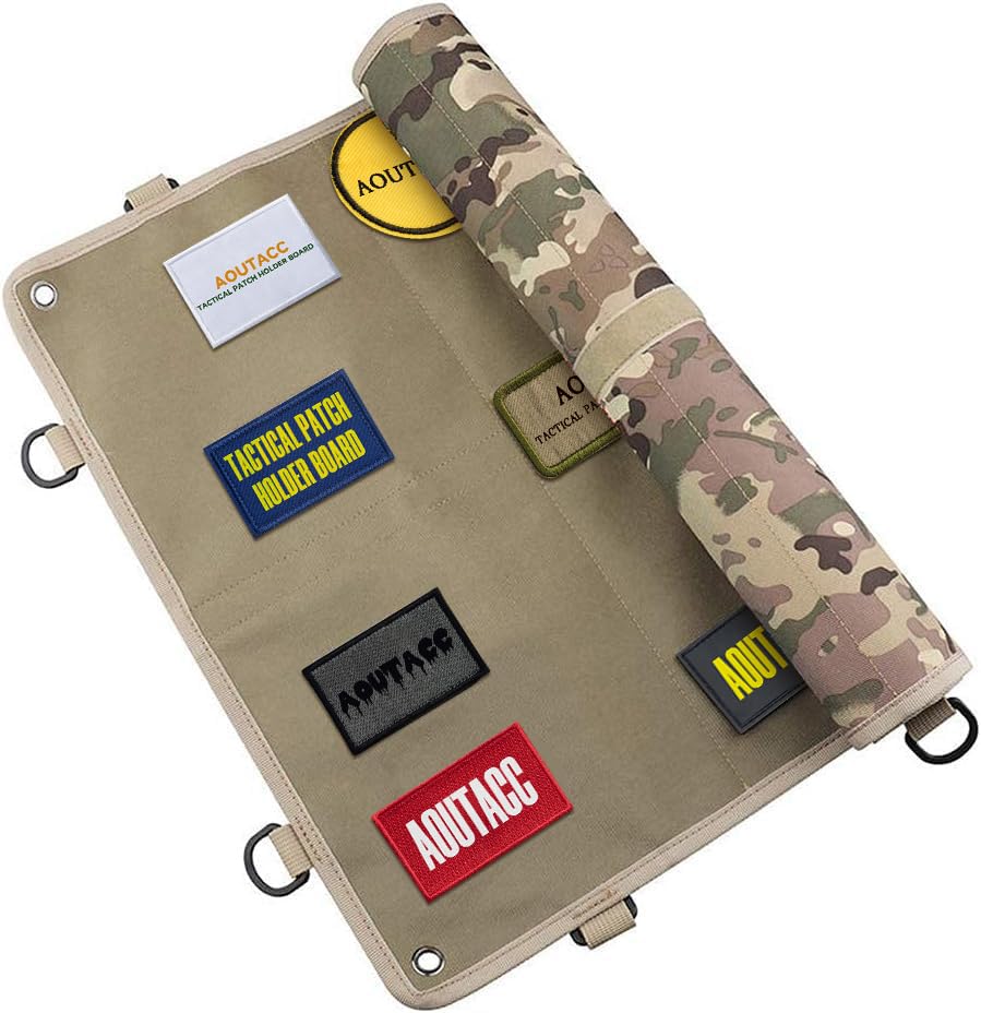 Tactical Military Patch Holder Board Hook & Loop Morale Patch Panel (Brown Camo, 23.6 x 17.7inch)