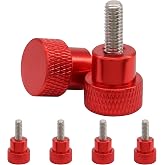 SOVNSG M4 x 10mm Knurled Thumb Screws, 6 Pack, Red, Stainless Steel | Clamping Knobs Metric Screws, Round Flat Head Thumb Screws for Computer TV