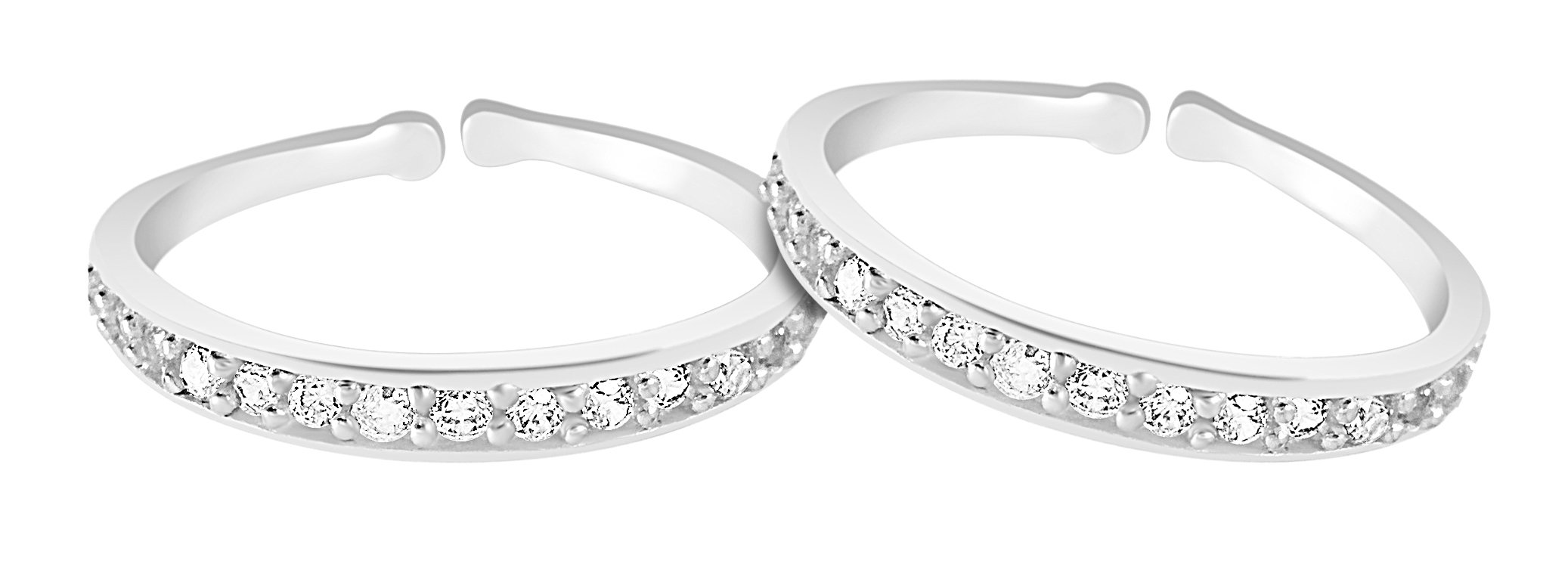 MJ 925 Stunning CZ Toe Rings (Leg Finger Rings) in 92.5 Sterling Silver