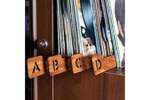 Jxueych Vinyl Record Dividers - Alphabetical A-Z Wooden Record Holder Organizer Guides