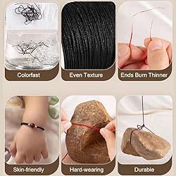 1mm Black Nylon Cord for Bracelets, QBJAYTY 100