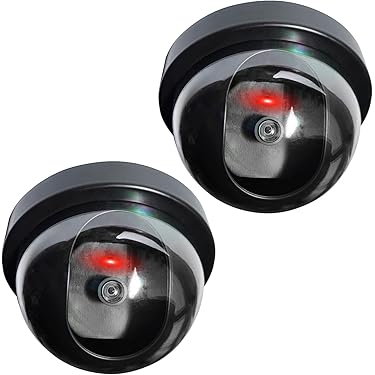 BW 2x Fake Dummy CCTV Dome Security Camera Flashing LED Indoor Outdoor Warning Sign - View #11