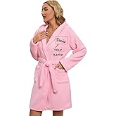 Custom Bathrobes Womens Hooded Fleece Robe with Embroidered Name Long Robes for Women - Womens Bath Robe - Custom Gifts For Her