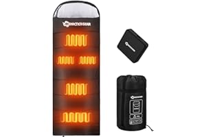 ANTARCTICA GEAR PRO Antarctica Gear Heated Sleeping Bag, 5pcs Heating Areas Sleeping Bags with 16000mAh 12V Battery Pack, 3 Adjustable Heating Levels Cold Weather Sleeping Bag for All Season Hiking & Camping