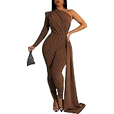 ZonJie Sexy Sequin Jumpsuits for Women Elegant Sparkly Pants Bodycon Long Sleeve Party Rompers
