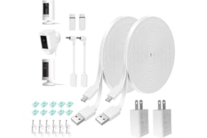 JJMASEE 20FT Power Adapter and Cable for Ring Camera, Ring Stick Up Cam Battery, Ring Spotlight Cam Battery/Pro/Plus, Blink Outdoor 4 (4th Gen), EufyCam 3C, Weatherproof Charging Cord with Charger, 2Pack