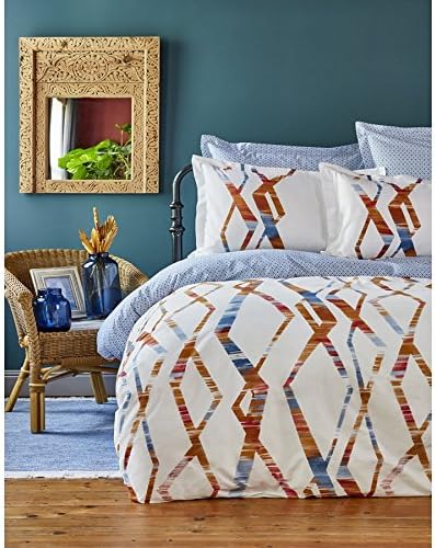 6 Pcs Livio Indigo Rnf Double Duvet Cover - Bed Linen: 100% Cotton - 1Pcs Duvet Cover- 1Pcs Bed Sheet-2Pcs Pillow Sham - 2Pcs Pillow Case With Buttons - 1Pcs Knitted Blanket