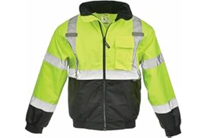 High Visibility Bomber Jacket, Type R Class 3, Full-Zip Reflective Jacket, Lime, SAFEGEAR