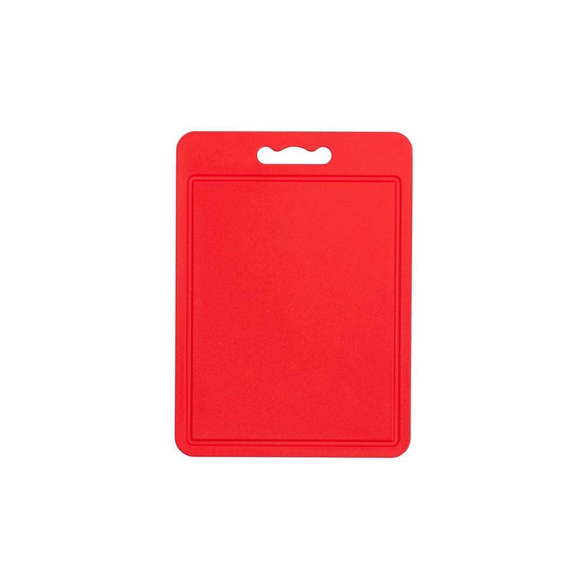 Chef Aid Red Plastic Chopping Board, 35x25cm, Non-slip, Dishwasher Safe