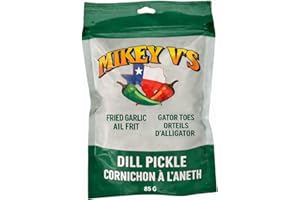 Mikey V's Dill Pickle ��Gator Toes�� �C Deep-Fried Garlic Snacks �C Crunchy Garlic with Pickle Seasoning �C 3 oz Resealable Bag