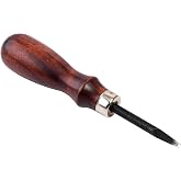 WUTA Leather Edge Beveler,High Carbon Steel Edge Skiving,Leather Wood Handle Leather Tools,Leather Craft Keen Edge Cutting Tool for Beveling,Size 4,1.4mm