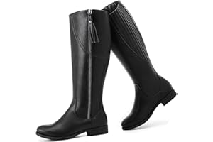 Ruiee Women's Knee High Boots - Stylish and Comfortable Round Toe Low Heel Riding Combat Tall Boots with Side Zipper Closure for Fall and Winter Wear For Women.