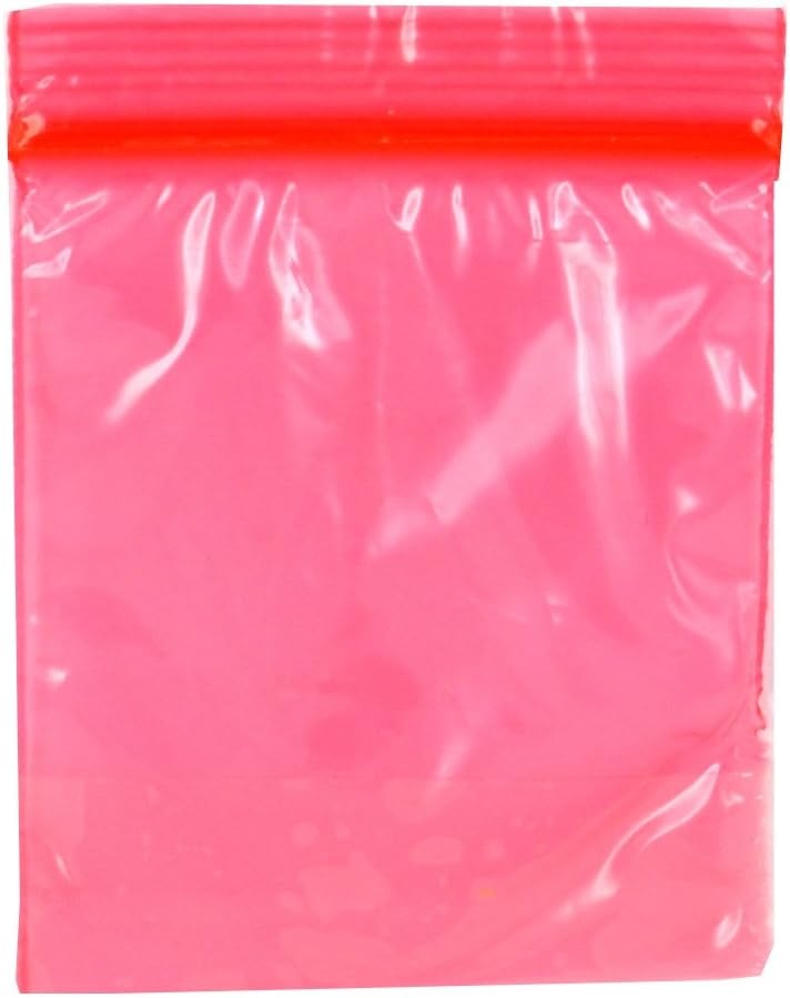 Grip Seal Bags Resealable Baggy 50mm X 50mm Coloured Baggy 200 Bags (50x50, Red)