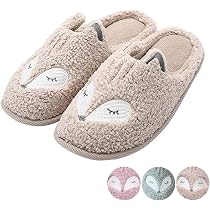 Tuiyata Cute Animal Slippers for Women Mens Winter Warm Memory Foam Cotton Home Slippers Soft Plush Fleece Slip on House Slippers for Girls Indoor