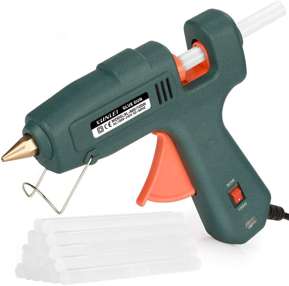 Hot Glue Gun, Heating Hot Melt Glue Gun with 15pcs Melt Glue Sticks, Melting Glue Gun Set for School DIY Arts and Crafts Projects