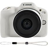 Camera Case for Canon EOS R50 Mirrorless Camera (Beige) | Soft Silicone Protective Case with 8-inch Camera Strap, Anti-Scratch Slim Fit