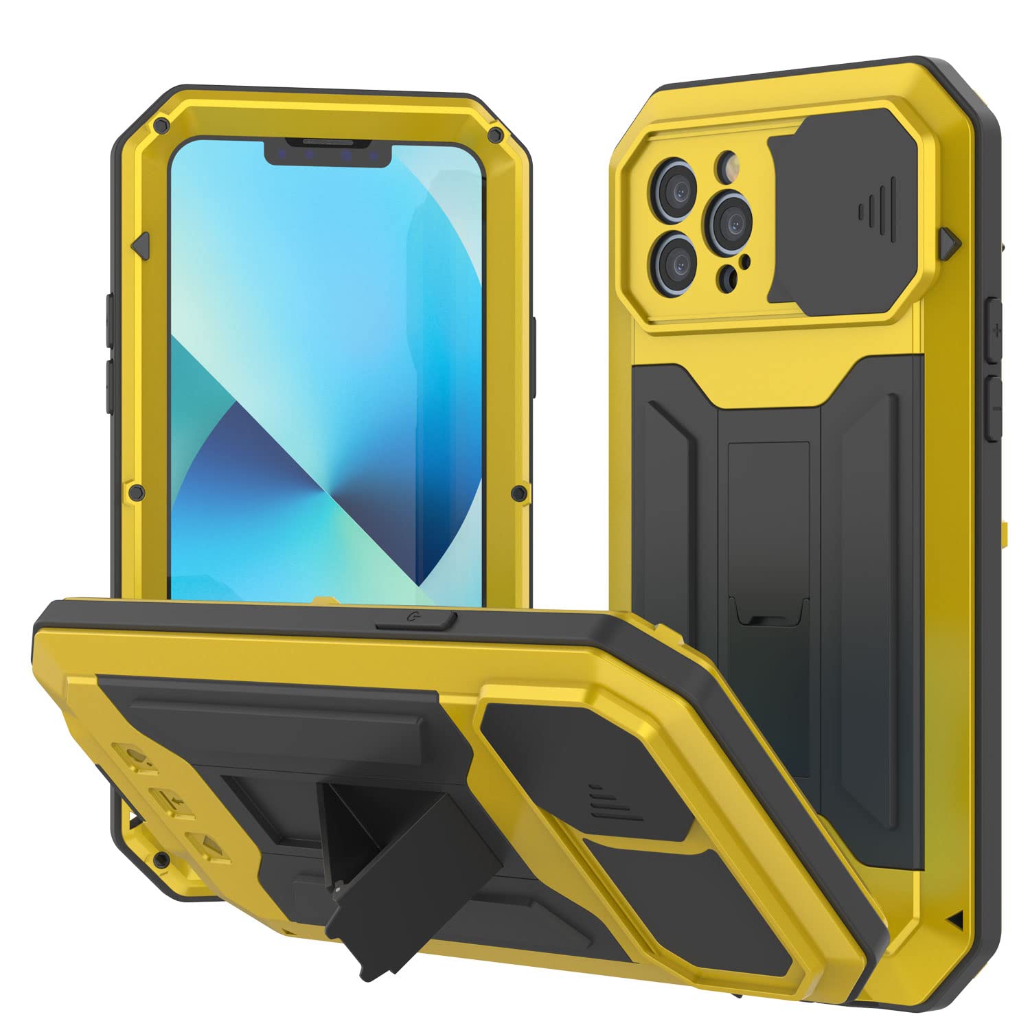 PunkCase for iPhone 13 Pro Metal Case 2.0 | Heavy Duty Armor Cover | Full Body Aluminum & TPU Design W/Built in Tempered Glass Screen Protector for iPhone 13 Pro (2021) (6.1") [Neon]
