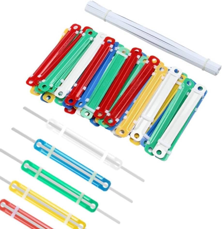 KOOLEVER 50Pcs File Strip Fasteners for Paper Binder, 8cm Hole Spacing Paper Binder Clips, Durable and Colorful Paper Fasteners, for Office Stationery, Colored Plastic Binding Strips