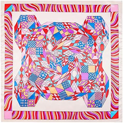 Fashion Silk Scarf Geometric Diamonds Head Print Scarves Shawl (Pink)