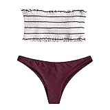 CHIDY Women Two Piece Swimsuits Stripe Strapless