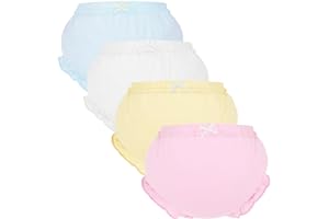 Toddler Bloomers Baby Girl Underwear - 100% Cotton Soft Diaper Cover for Infant, Girls Briefs Underwears Set 0-4T 4-Pack