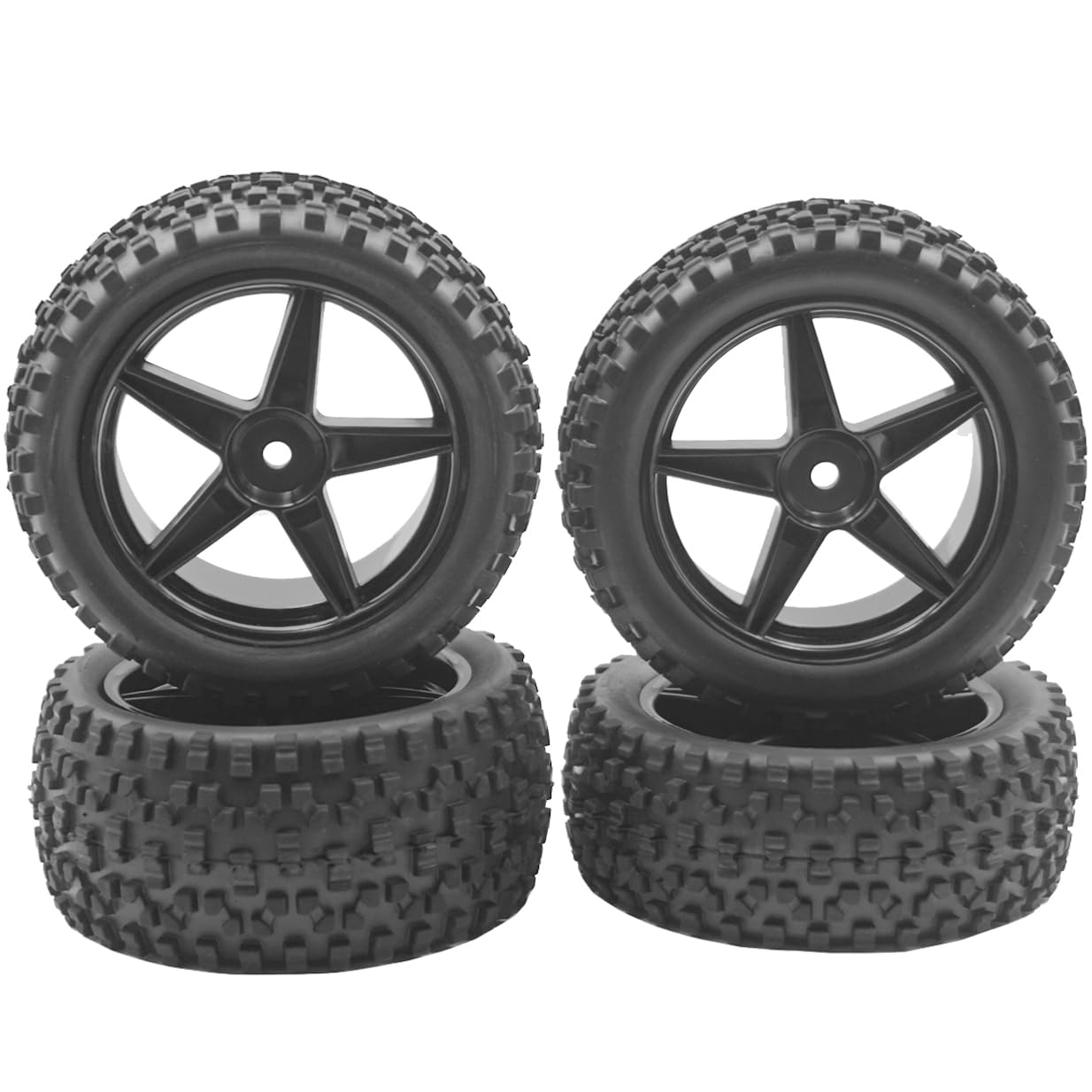 Photo 1 of 4Pack ShareGoo 12mm Hex Wheel 5 Spoke Rims High Grip Rubber Tires Front Rear Tyres with Sponge 88mm/3.46" for 1/10 RC Off-Road Buggy