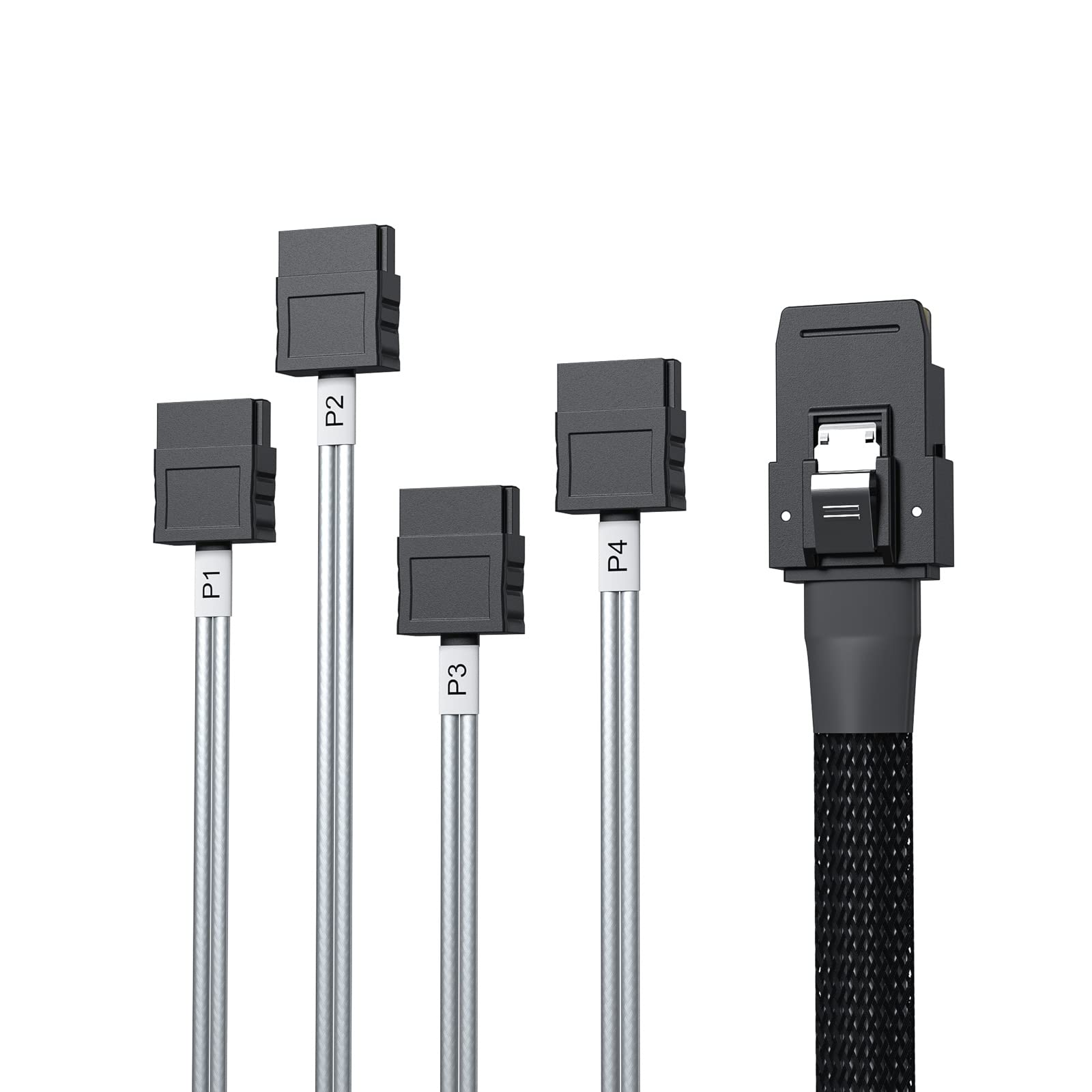 Photo 1 of 10Gtek MiniSAS SFF-8087 Fan-Out Cable Breakout to 4xSATA, 6Gbps High-Speed Cable for RAID Controllers, Servers & Storage Enclosures, 0.5-m(1.6ft)
