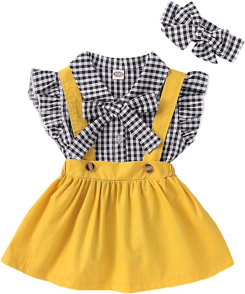 Toddler Girl Outfits Floral Princess Dresses Kids Girl Ruffle Sleeveless Denim Skirt Set for Summer