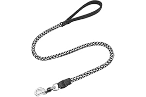 Mycicy 2/3/4/6/10 Foot Reflective Dog Leash Strong Nylon Rope Braided Heavy Duty for Large and Medium Small Dogs Walking Training Leads (Black, 3ft * 1/2")