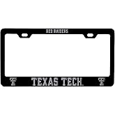 Texas Tech Red Raiders Laser Engraved Metal License Plate Frame Black Officially Licensed Collegiate Product